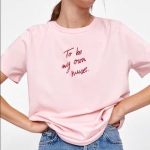 Zara slogan T-Shirt - light pink